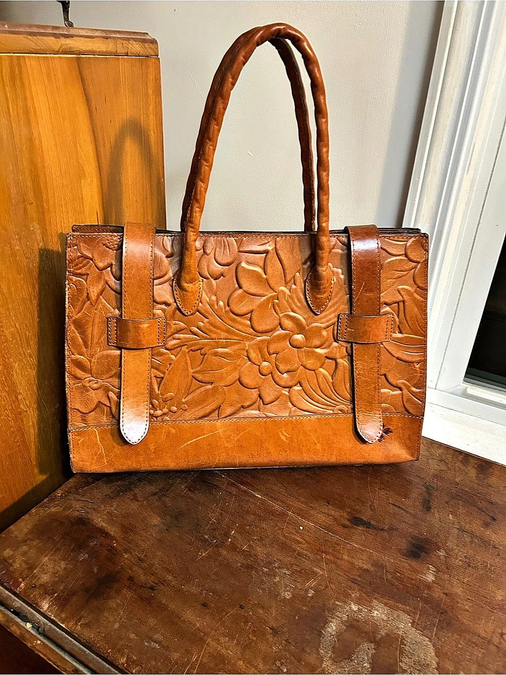 Embossed Floral messenger bag Tote Patricia Nash